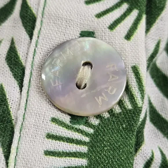 Farm Rio Macaw Elegance Romper Green White Women's XL Palm Print NEW FLAWS